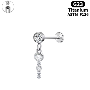 Astm F136 G23 <strong>Titanium</strong> Labret Zircon <strong>18</strong> Gauge <strong>Titanium</strong> Plated Multi-Style Heart Chain Pendant Helix Tragus Piercing Jewelry - Product Image 5