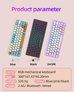 Promoción de alta calidad Tri-mode Hot Swap 63 teclas Teclas multicolores Teclados mecánicos para juegos para computadora portátil para Mac para PC - Product Image 6
