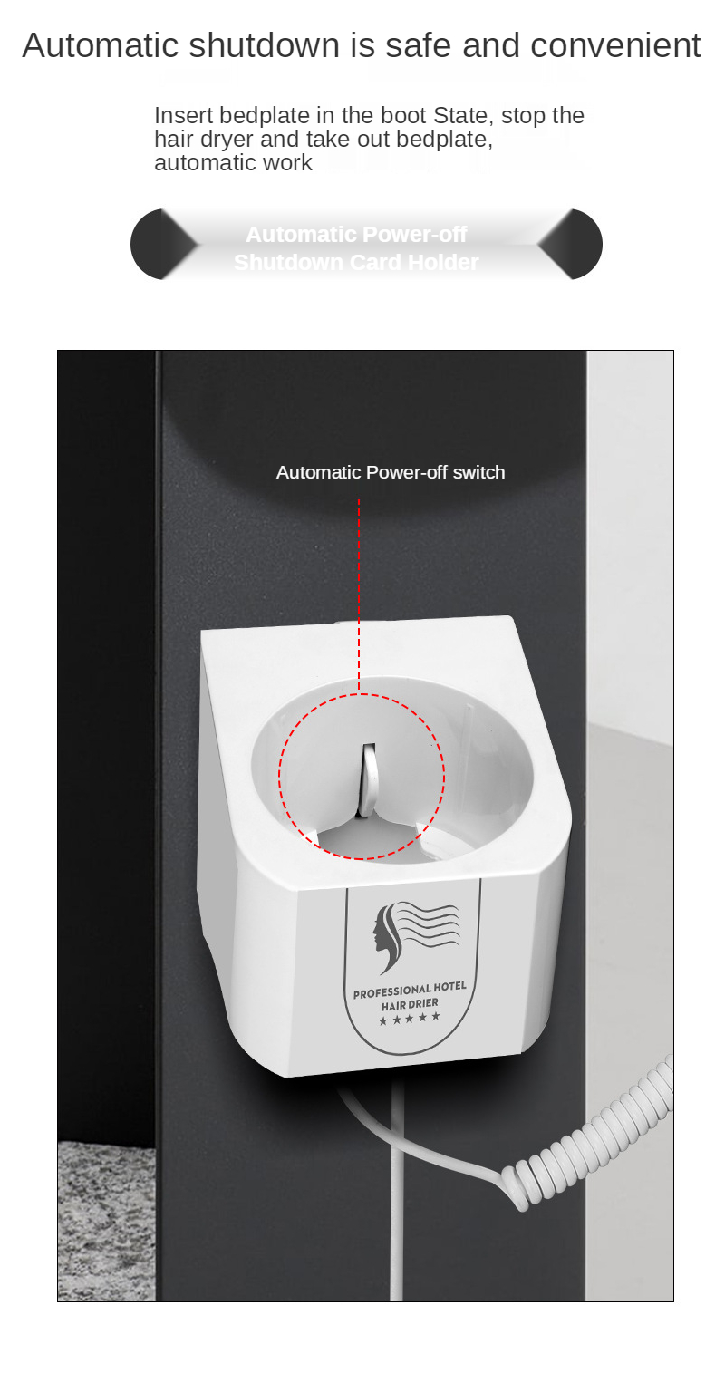 Hot sale hotel hair dryer wall-mounted hair dryer high-power hammer household wall-mounted special hair dryer custom logo