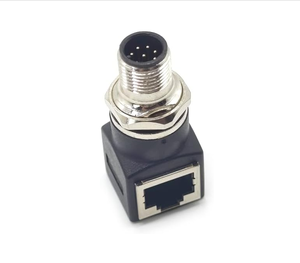 M12 4pin 8pin Connector to RJ45 Plug Male to Famale Adapter a <strong>Style</strong> <strong>Coding</strong> 40A Straight Ethernet Extension Connector Adapter - Product Image 1