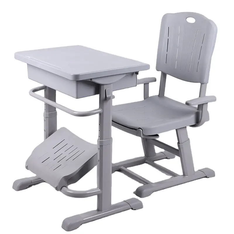 Mesa e cadeira de plástico para estudantes, mesa e cadeira escolar com altura ajustável de fábrica, mesa e cadeira para estudantes