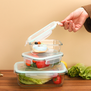 Different Size 370ml 640ml 1520ml <strong>Empty</strong> <strong>Rectangle</strong> <strong>Shape</strong> Glass Meal Prep Air Tighter <strong>Container</strong> Microwave Oven Friendly - Product Image 3