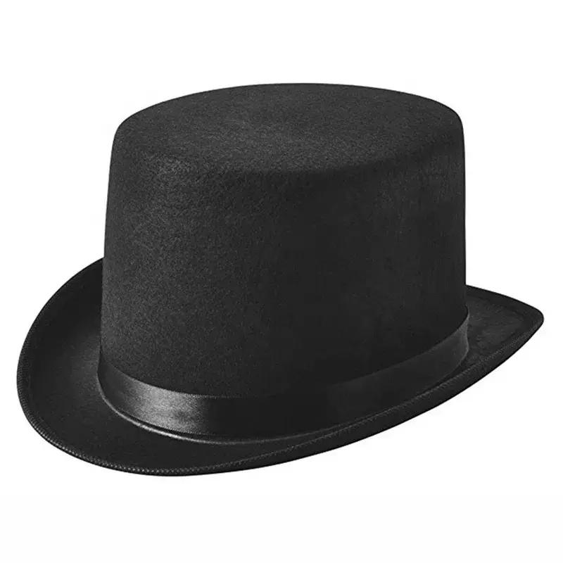 ขายส่งราคาถูกโพลีเอสเตอร์สีดำรู้สึกหมวกด้านบนสำหรับพรรคเมจิกแสดงพรรค