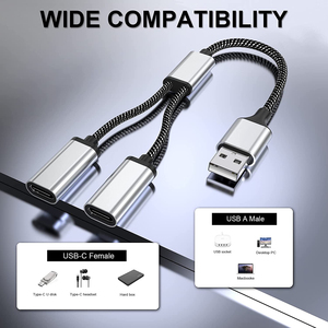 Adaptador USB macho a doble tipo C hembra con extensión de Cable de entrada de auriculares PD para Xbox One Series PS4PS5 Laptop USB C Hub Output - Product Image 2