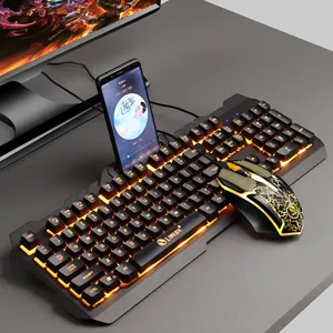 Juego de teclado y ratón de ordenador T21 para interfaz USB con cable de Esports, 104 teclas, tacto mecánico brillante colorido para juegos - Product Image 3