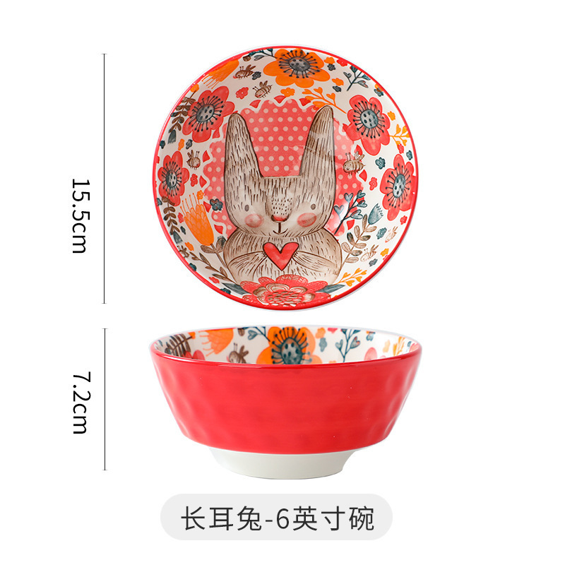 Animal 6-inch bowl-long-eared rabbit