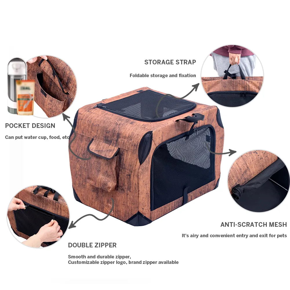 Oem ODM kích thước khác nhau xách tay PET mềm Crate du lịch Pet cũi với mang túi phù hợp