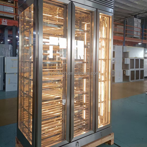 Restaurant Wine and Beverage Coolers Stainless Steel Case Beech Wooden Shelves for <strong>Japanese</strong> Sake Wine Cellar Cabinet <strong>Chiller</strong>