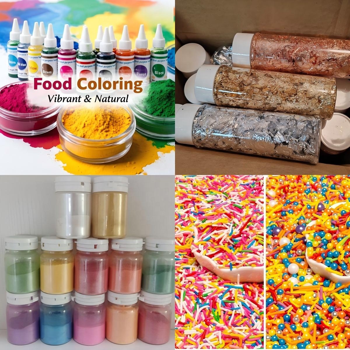 Coloranti alimentari verdi in polvere glitterata
