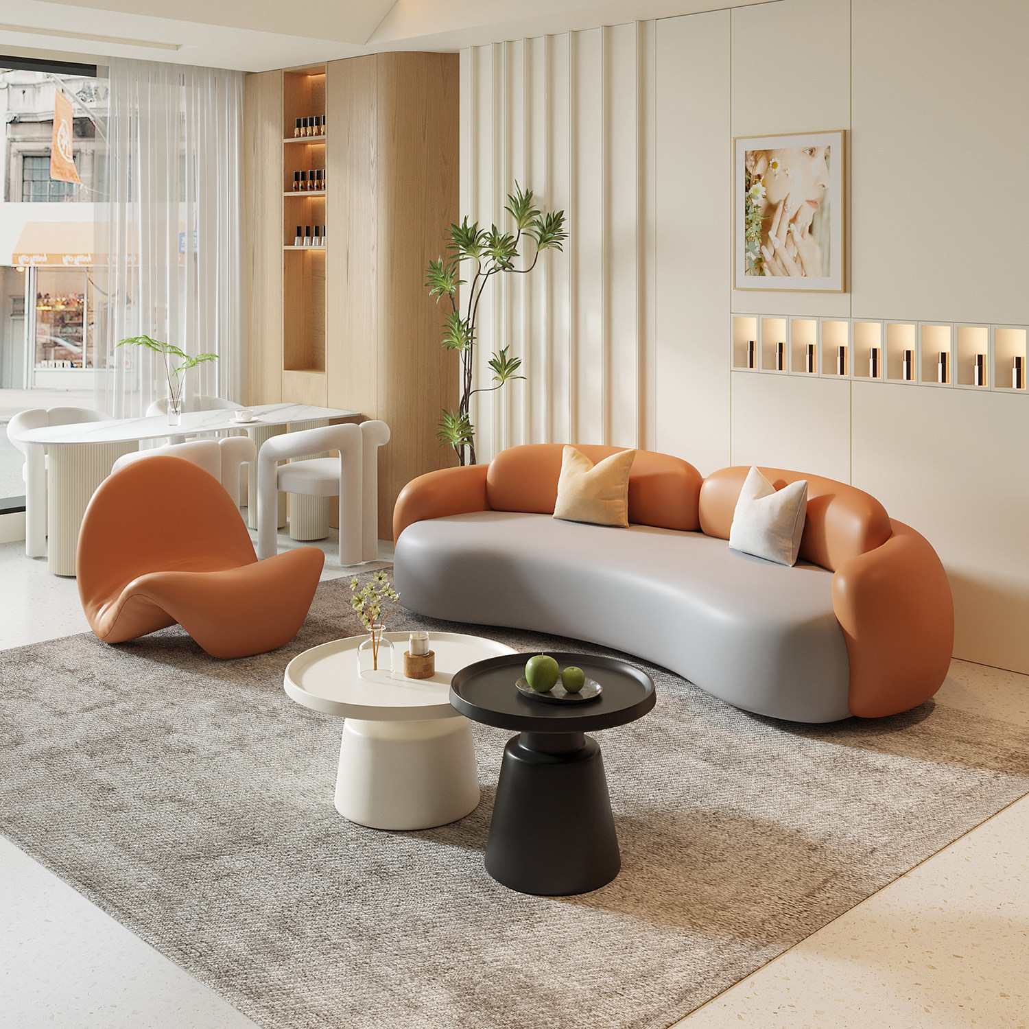 Sofa 2m coffee table tongue chair