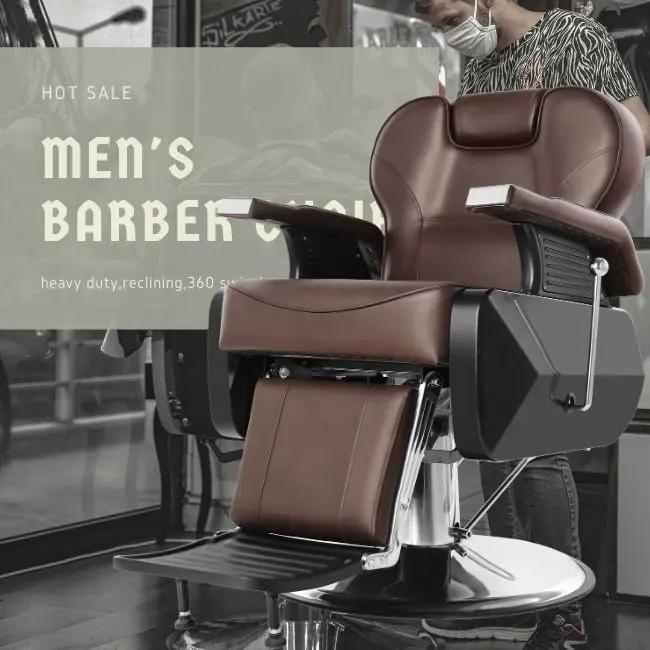 Moderno barbeiro cadeira marrom com bomba grande, barbearia, cabeleireiro, salão de beleza, móveis, atacado, preço inclui frete