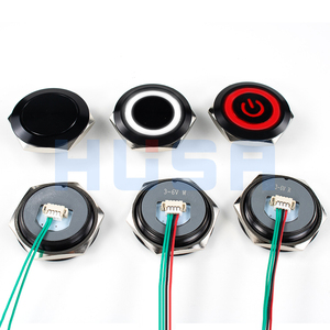 HUSA 30MM düğme anahtarları 12v 24v 220v LED ışık IP67 anlık düğme Ultra kısa ince Panel montaj basmalı düğme anahtarı tel ile - Product Image 2