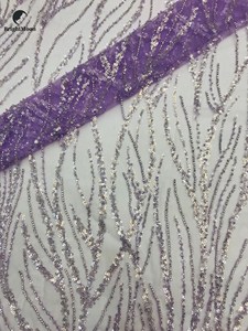 Pháp Tulle lưới polyester ren sang trọng Bridal đính cườm 3mm Sequins ren thêu Wedding Dress vải - Product Image 3