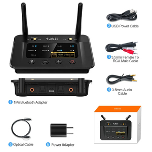 1Mii B03Pro HiFi DAC <strong>Audio</strong> Bluetooth 5.2 Transmitter and Receiver 3.5mm AUX RCA Optical <strong>Input</strong> &amp; <strong>Output</strong> Bluetooth Adapter for TV