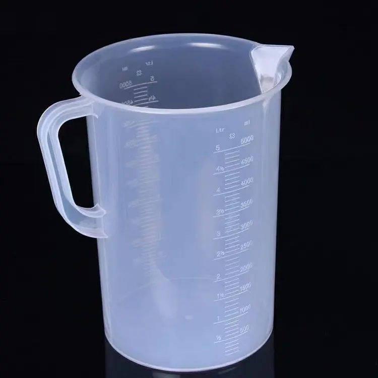 Vaso de plástico con mango de plástico, vaso de medición de 100ml, 250ml, 500ml, 1000ml, 2000ml