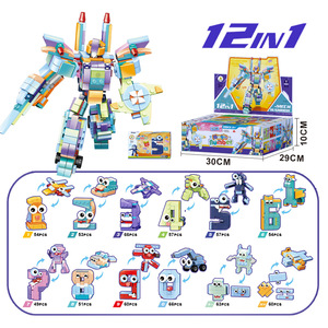 Bunte Kunststoff Kinder Roboter Bausteine Pädagogische DIY Montage Digitale mathematische Symbole Nummer Verformung Roboter Spielzeug - Product Image 4