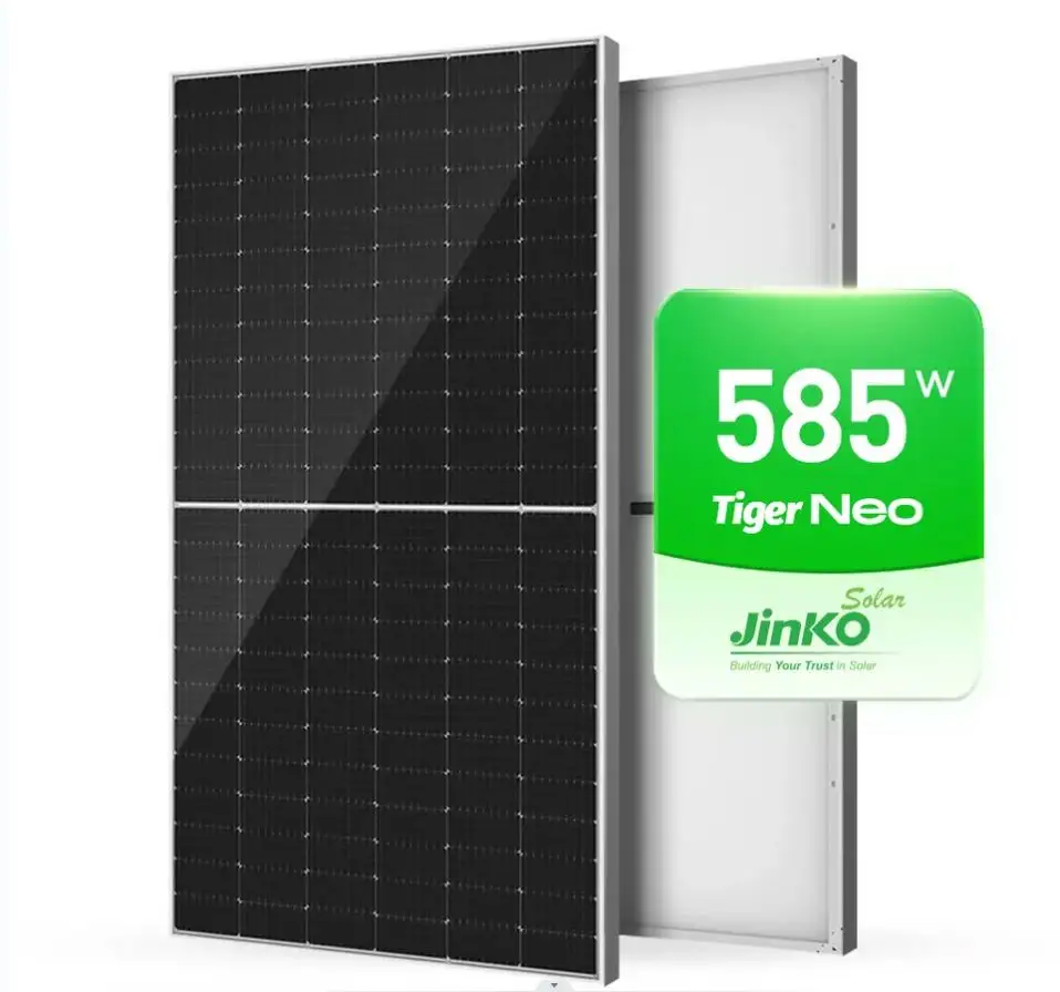 שכבה 1 JinKo פאנל סולארי מונו-גבישי 182MM N סוג 570W 585W עם עובי זכוכית 4 מ""מ מחיר טוב מספק PNG סין
