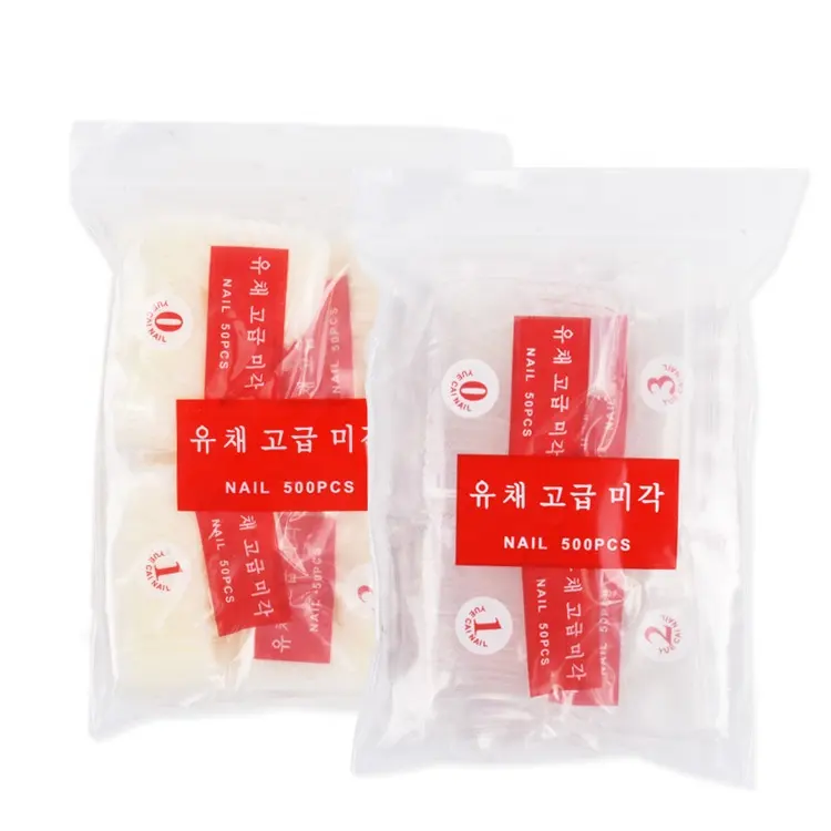Pontas de unhas acrílicas falsas, pontas de unhas artificiais coreanas de acrílico falsas com led uv, 500 peças