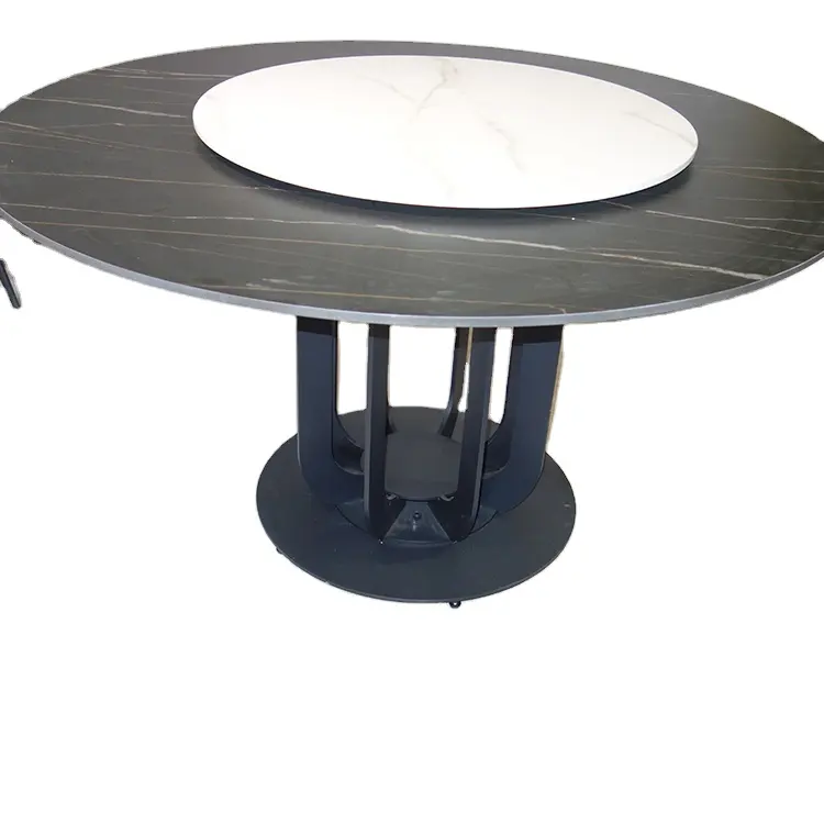 Легкая роскошная круглая каменная тарелка семейная итальянская гостиная столовая с поворотным столом