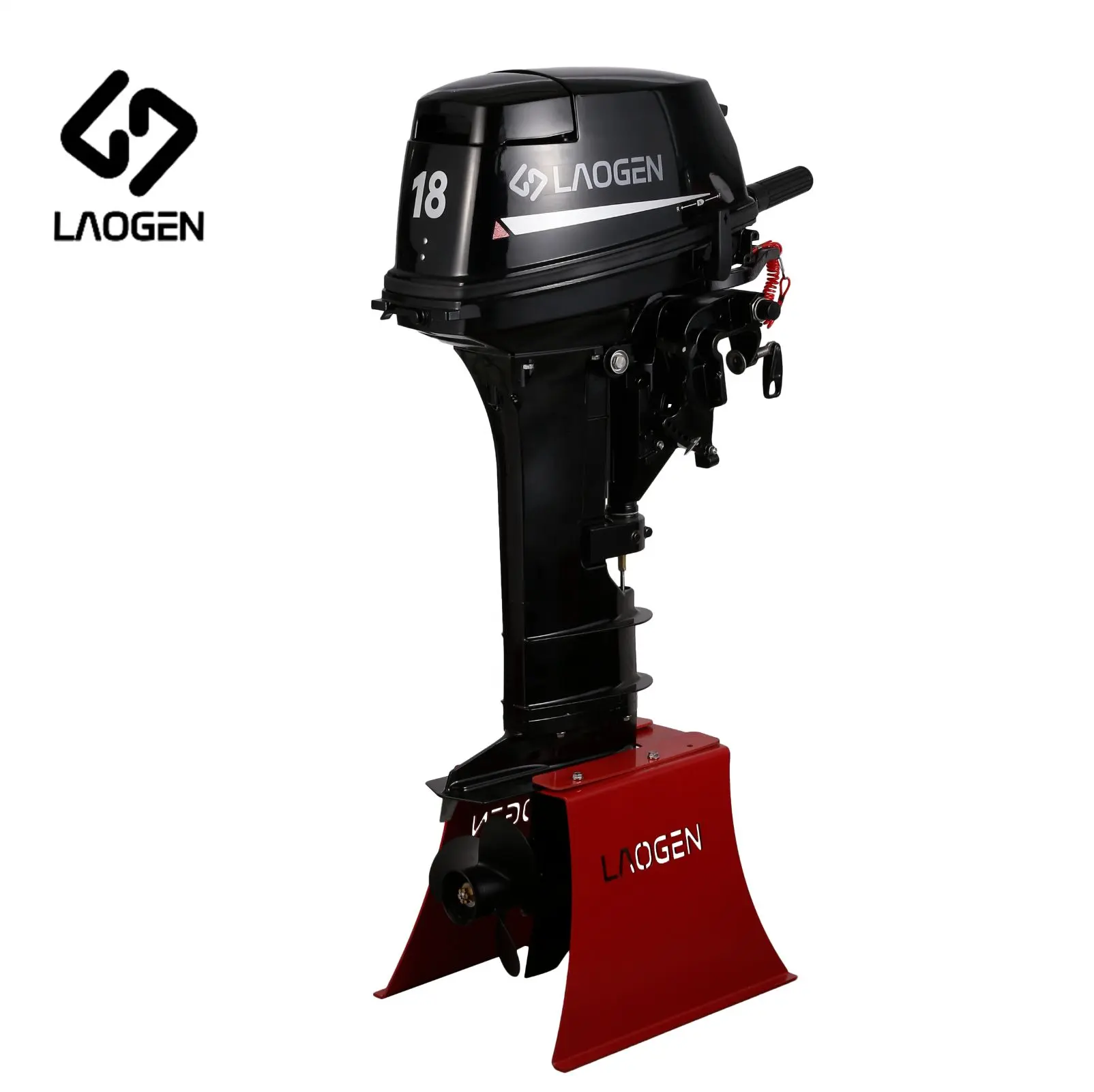 Motor de popa Laogen para barco, motor de popa de 2 tempos, 18hp, motor de popa Tohatsu M18E2, eixo longo