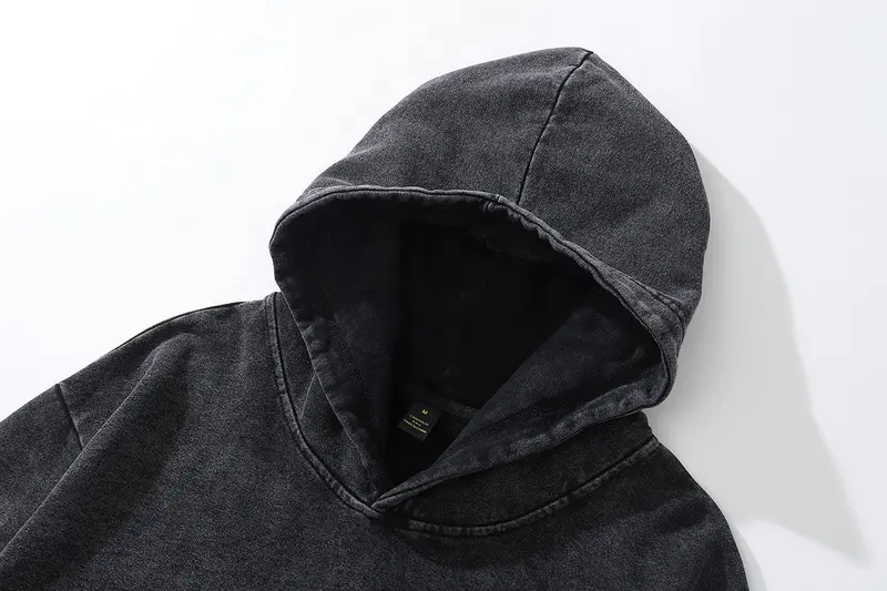 Yüksek sokak vintage moda pamuk asit yıkama hoodie logo özel baskı boy yıkama hoodie