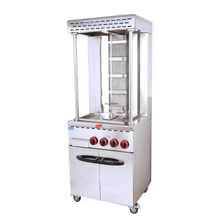 Gas Doner Kebab Grill Automático comercial Pollo Shawarma Máquina Para Restaurante