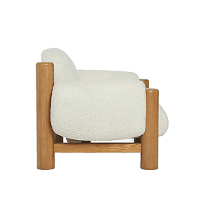 Fauteuil de salon en bouclette capitonné de luxe avec structure en bois massif pour salon ou salle de séjour, assise très confortable - Product Image 5