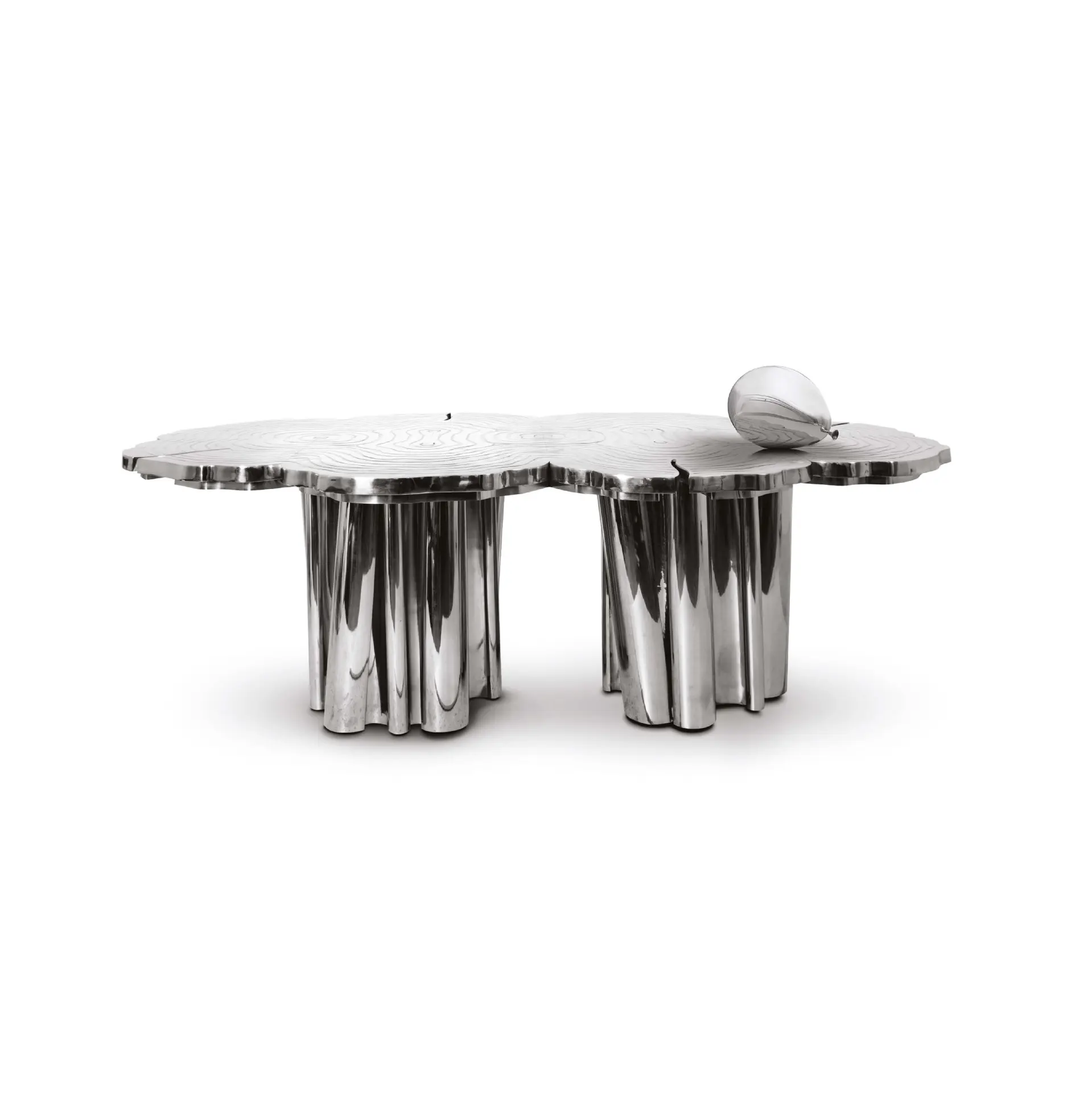 Mesa italiana ligera de lujo con forma de acero inoxidable, mesa grabada, villa moderna, sala de estar, club, muebles de mesa irregulares