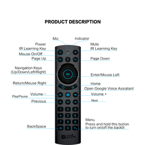 G20S PRO BT 2.4G telecomando BT Air Mouse controllo vocale retroilluminazione giroscopio di apprendimento ir telecomando per Smart TV Box PC bt - Product Image 4