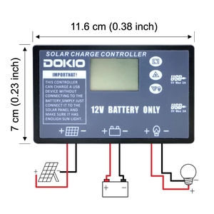 Dokio Stock 12/24 В 10A/20A PWM солнечный контроллер для складной солнечной панели ЖК-дисплей регулятор с USB-разъемом для кемпинга
