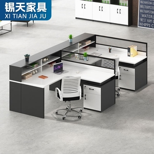 Juego de muebles de oficina modernos, tablero de melamina en forma de L, escritorio y sillas para el personal, mesa de trabajo para el personal y los trabajadores - Product Image 4