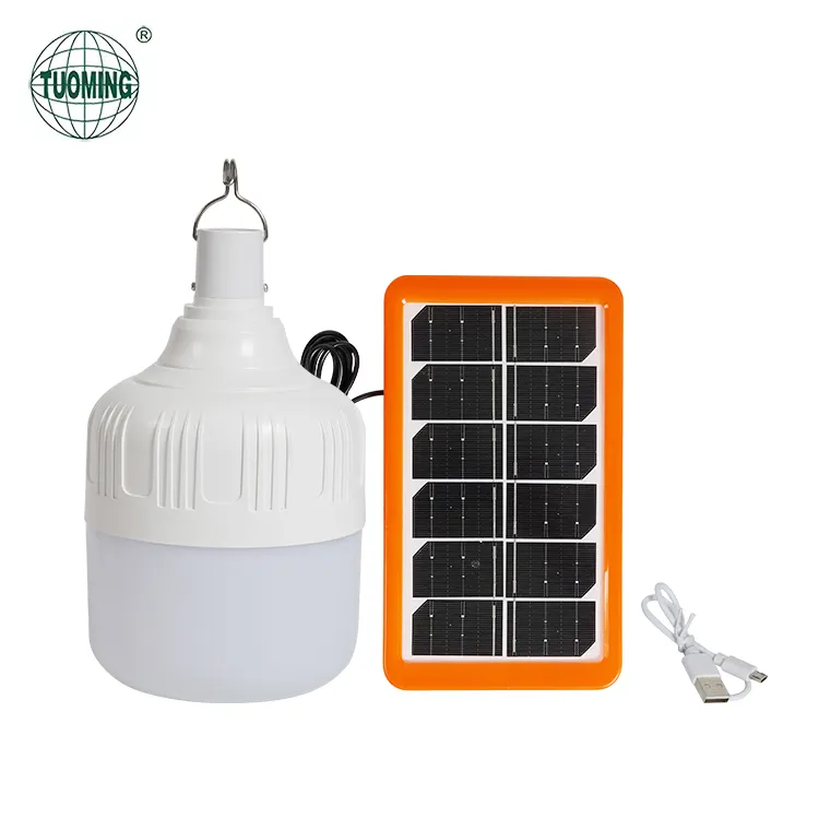 Tienda de campaña Iluminación de viaje Led al aire libre Colgante Bombilla recargable solar portátil Lámpara de camping de emergencia