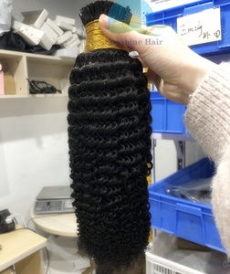 100% フルキューティクルタイトカールiチップヘアエクステンション3b3c 4b4cアフロキンキーカーリーマイクロリンク横糸ヘアエクステンション黒髪 - Product Image 3