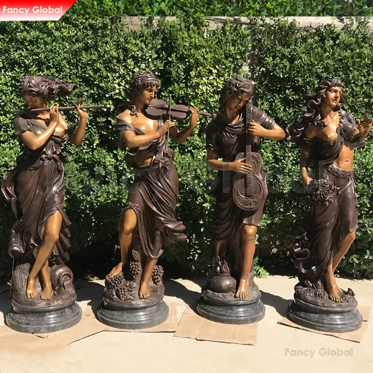 Fantasia personalizzata giardino a grandezza naturale in metallo figura ragazza signora statua bronzo quattro stagioni scultura per la decorazione domestica