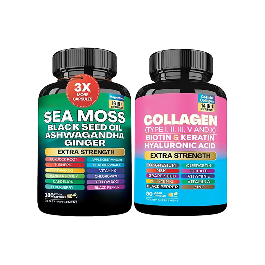 Premium Quality OEM Manufacturer Natural Sea Moss and Collagen Extract Capsule Supplement