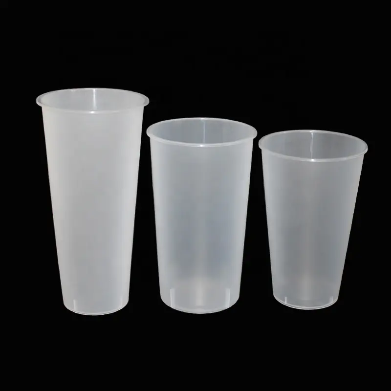 Tasse dure en plastique PP pour thé à bulles transparent et givré 500ml 600ml 700ml personnaliser l'impression de logo