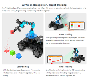 Raspberry Pie Visual Robotic Arm Armpi Pro Wheat Wheel Smart Car Handling Python <strong>Programming</strong> ROS Robot <strong>Teaching</strong> Demonstration - Product Image 5