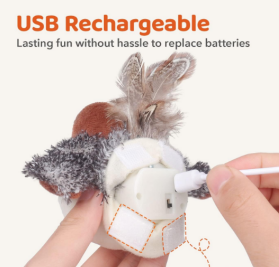 充電式電気シミュレーション鳥のリモコンおもちゃ羽ばたき翼猫鳥のさえずりぬいぐるみインタラクティブペットの動きのおもちゃ - Product Image 3