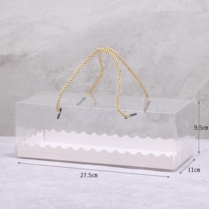 Doğrudan satış şeffaf dikdörtgen PET kek rulo ambalaj kutusu için isviçre rulo keki pişirme pasta depolama Satchel gıda şeker için - Product Image 6