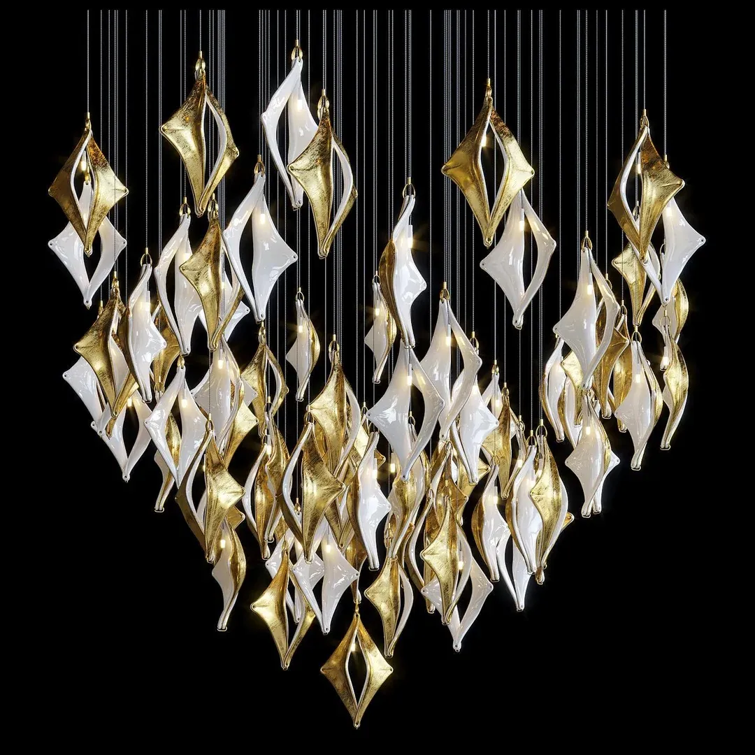 Luminária de cristal LED de vidro criativa para decoração de escadas de igreja com olhos de ouro e alienígenas, design personalizado pós-moderno de hotel de luxo