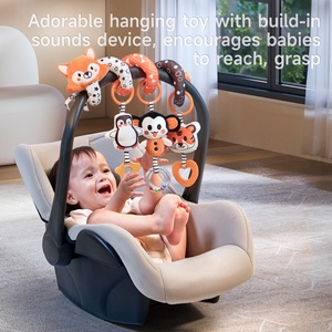 Tumama儿童<span class=keywords><strong>2025</strong></span>新品黑白动物毛绒婴儿车悬挂玩具夹狐狸感官婴儿活动婴儿车螺旋玩具
