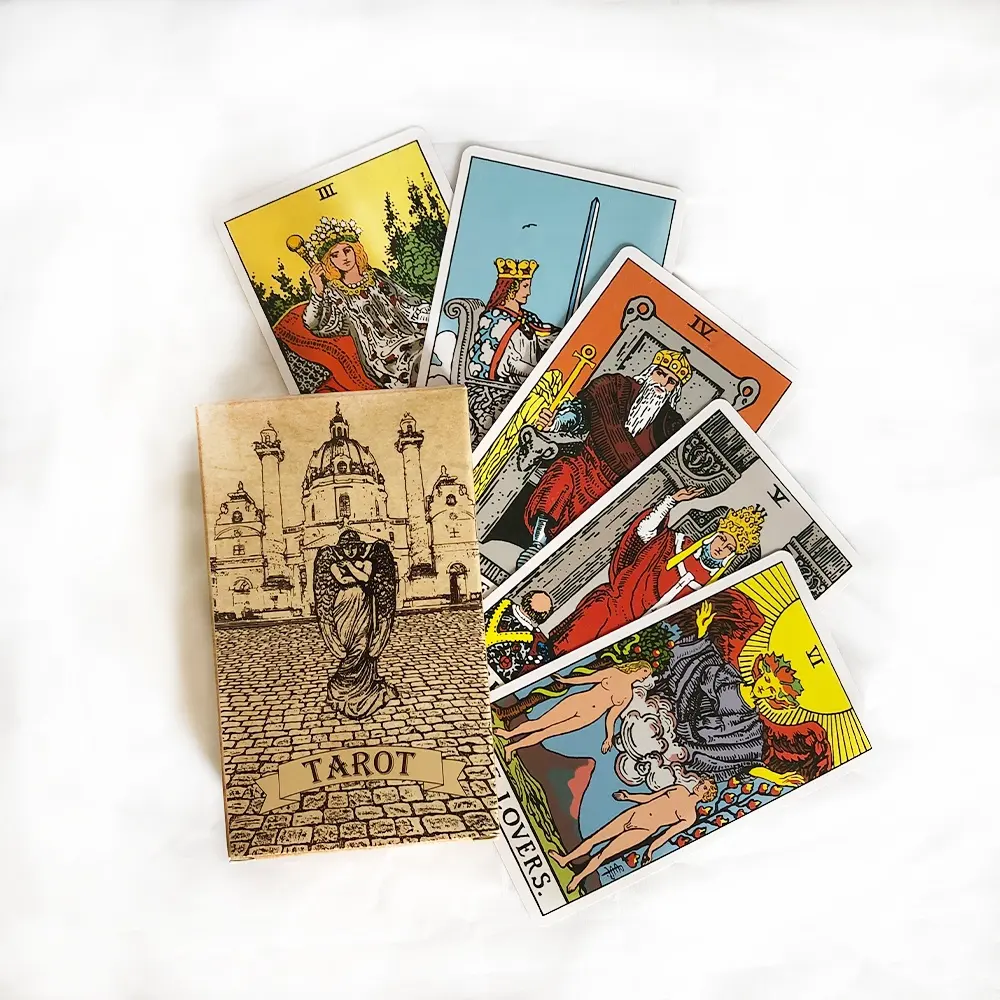 Terrasse de Tarot anglaise, 500 Styles, 78 cartes en cristal, pont de carte Oracle, livre de Divination, jeu de petite planche du monde