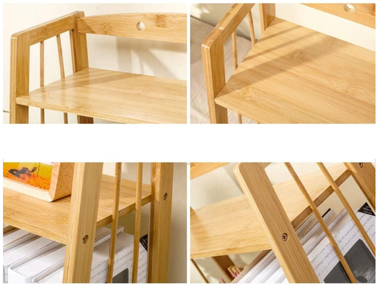 Bamboo Bookshelf Office Magazine Rack Desk Organizer Storage Holders Desktop Bookcase Succulents Pot Stand