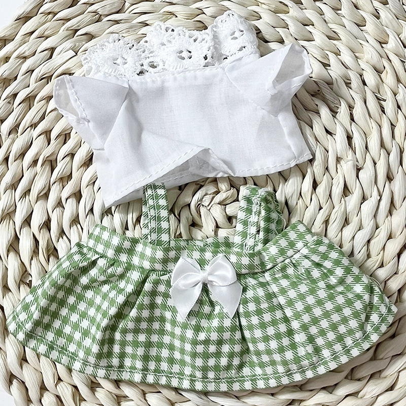 Green plaid skirt (baby clothes) - 20cm without skeleton
