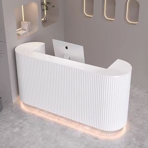 小型接待台局美容院商业办公家具弧形接待台酒店前台接待台 - Product Image 3