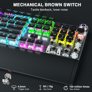 Venta caliente T-WOLF T30 Teclado mecánico recargable tipo C con tres modos inalámbrico/BT/cableado Teclado para juegos con retr - Product Image 2