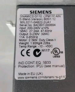 Nuovo e originale Plc 6 sl32110ab222ua1 SINAMICS G100 a frequenza variabile Controller di programmazione 1 e24 PLC - Product Image 6
