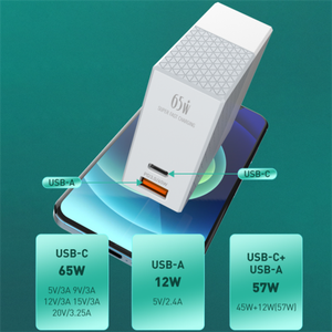 LDNIO 65W Mobile <strong>Charger</strong> A2620C P <strong>D</strong> (USB-C) <strong>Fast</strong> <strong>Charger</strong> + QC3.0 <strong>Fast</strong> <strong>Charger</strong> US/EU/UK Plug - Product Image 6