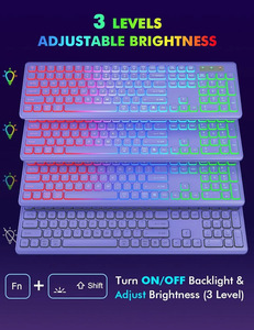RGB Backlit Wireless <strong>Keyboard</strong> Mouse Oversize Light up Letters Rechargeable Ergonomic Tilt Leg 2.4GHz Quiet <strong>Keyboard</strong> Mouse - Product Image 5