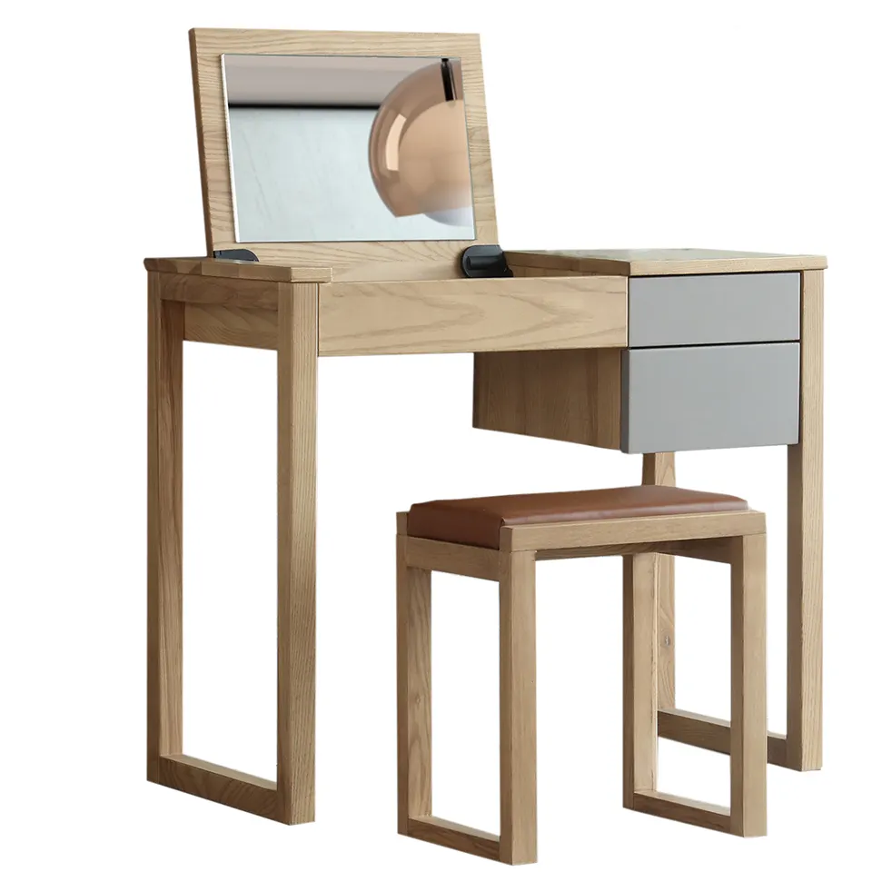 Mesas de tocador de madera maciza con taburete acolchado, tocador de escritorio para niñas y mujeres, juego de mesa de tocador, muebles de dormitorio para el hogar